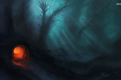 Lit Cave In The Dark Forest Wallpapers   Digital Art Wallpapers ...