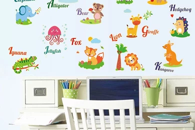Free Shipping/1pcs DIY Vocabulary Animal Glow Kids Room Decals ...