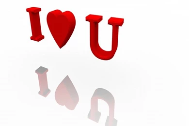 I Love You With Stylish 3D Red Text. On White Backgrounds