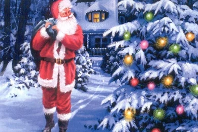 Christmas Tree Santa Claus Desktop Wallpapers