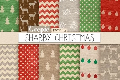 Christmas Digital Paper: SHABBY CHRISTMAS With Dirty Old By Grepic