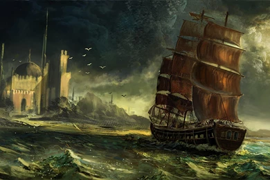 Pirate Ship In The Strom Wallpapers HD