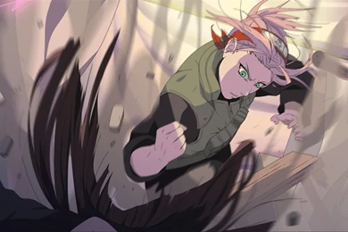 Fighting Ninjas Haruno Sakura Naruto: Shippuden Green Eyes Pink ...