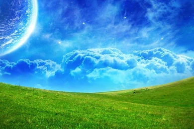 Windows Moon Clouds Grass Hd Wallpapers   (