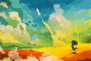 Buy Painting Of A Man With An Umbrella HD Wallpapers Online In ...