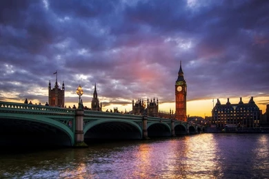 Bridges Big Ben Ckolck Purple Cloud Light Colors Sky Bridge High ...