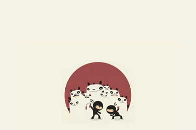 Japan Ninjas Fight Panda Bear Wallpapers   (