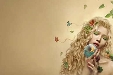 2560x1440 Nature Girl Art Wallpapers