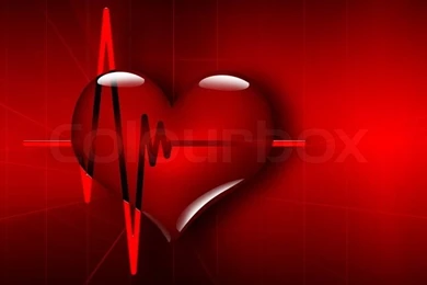 Light Cardiogram And Red Grid On Space Backgrounds