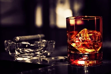 Whisky Glass With Cigar On The Table HD Desktop Wallpapers : High ...