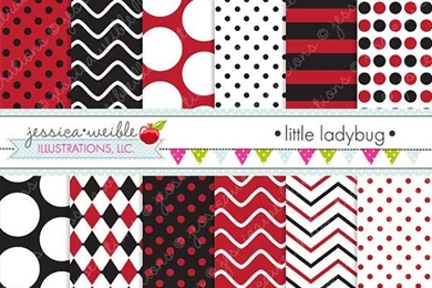 Little Ladybug Cute Digital Papers Backgrounds For Personal And ...