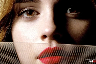 Emma Watson Half Face Covered by Net Red Lips Wallpaper HD.jpg