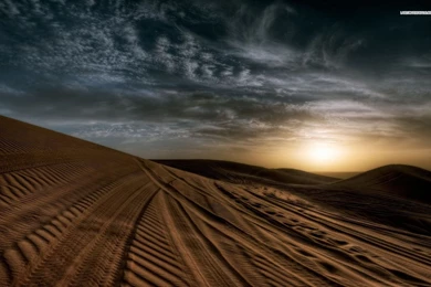 Sunset Over Sand Dunes Wallpapers