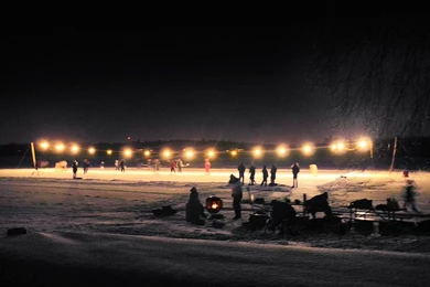 Holiday Lights And Night Hockey On Lake Wingra