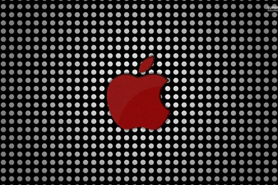Red Apple Logo On Polka Dots Wallpapers   Computer Wallpapers
