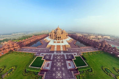 HD Backgrounds Beautiful Akshardham Temple Panorama Top View Indian ...