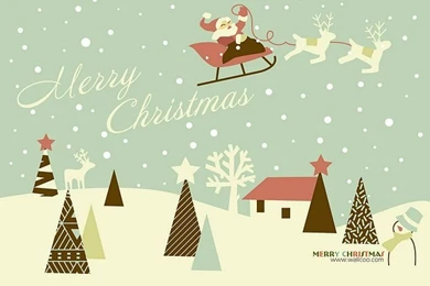 Retro Christmas Card : Santa Claus In Sky Wallpapers (1920+1600 ...