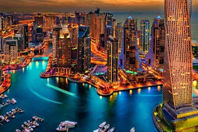 Skyscrapers: Dubai Marina Hdr Skyscrapers City Harbor Boats Yachts ...