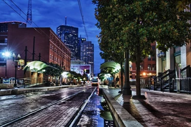 Dallas Tag Wallpapers: Trolley Dallas Street Night Hdr City Lights ...