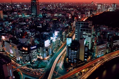 Tokyo At Dusk Backgrounds In 1366x768 Resolution