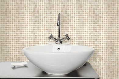 Fine Decor Mosaic Square Painted Tile Effect Wallpapers Beige FD40059