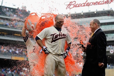 Minnesota Twins Catcher Ryan Doumit's Gatorade Bath After Hitting ...