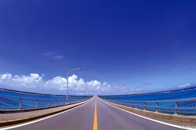 Blue Bridge Clouds Long Road Sky HD Wallpapers