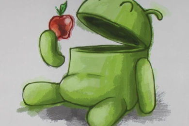 Download The “Android Eats Apple” Wallpapers For Your Phone