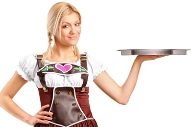 Download Wallpapers 2560x1440 Girl, Look, Tray, Waitress Mac iMac ...