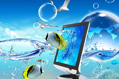 Monitor In Water Wallpapers