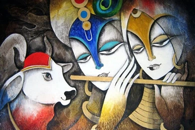 Radha With Krishna Glass Painting HD Wallpapers Free New Desktop ...