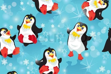 Card With Funny Penguins And Polar Bear With Presents Stock Vector