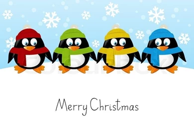 Cute Penguins On Winter Backgrounds