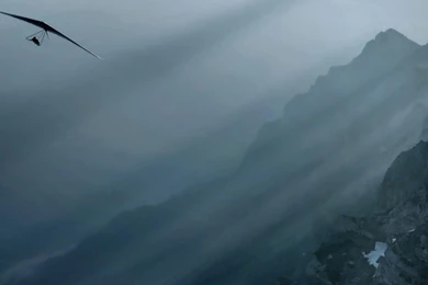 Download Wallpapers Hang Glider Over The Mountains (3200 X 1200 ...