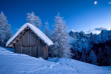 Old Barn In The Mountains Surrounded By Snow Wallpapers   World ...