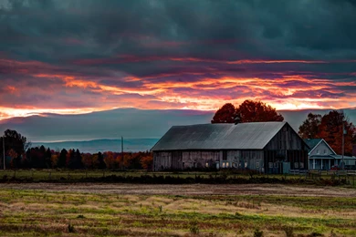 Old Barn House Under Sunset