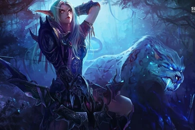 Elf With Her Saber toothed Cat Wallpapers   Fantasy Wallpapers