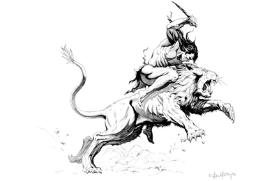 Warrior Riding Sabre Tooth Tiger   Fantasy Art Ken Kelly Wallpapers ...