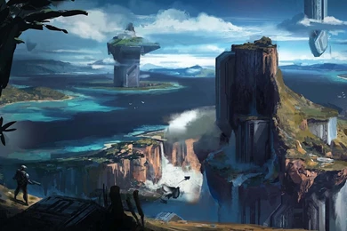 Sci fi Island Architecture, Sea, Ocean, Cliff, Fantasy, 1920x1080 ...