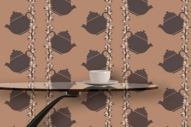 Floral Teapot (Brown) Wallpapers   ATADesignsATADesigns