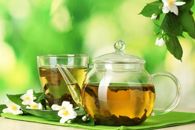 Teapot Saucer Cup Tea Drink Flowers Leaves Blossoms Still Life ...