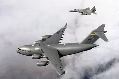 F 15B Eagles & C 17 Globemaster III Wallpapers