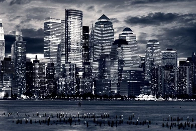 Manhattan Panorama In Black And White