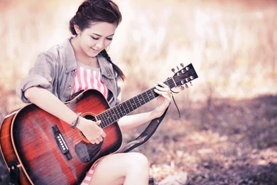 Wallpapers Beautiful Girls Playing Guitar Girl Babies 2560x1440 ...