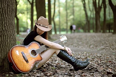 Girl With Guitar HD Wallpapers