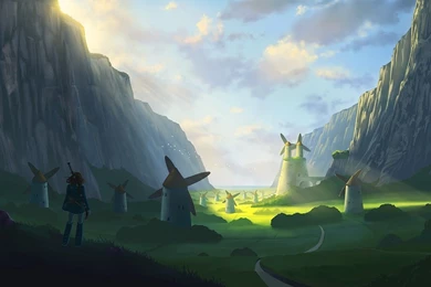 Mountain, Landscape, Windmills, Sun Rays, Nausicaa Of The Valley ...