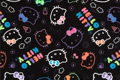 Hello Kitty Flannel Neon Doodle Allover Black   Discount Designer ...