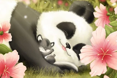 Cute Panda And Cub HD Desktop Wallpapers : Widescreen : High ...