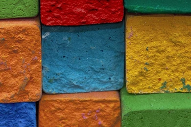 Colorful Brick Wall Green Blue Red