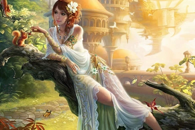 Fairy Sitting On A Tree Trunk Wallpapers   Fantasy Wallpapers